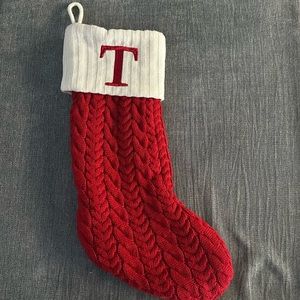Monogrammed “T” Red Stocking